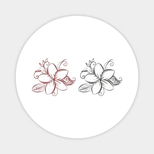 red black line art flower illustration Magnet